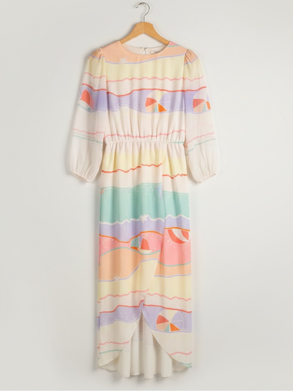 Vintage 1980s Umi Collections by Anne Crimmins 100% Silk Beach Pastel Maxi Dress